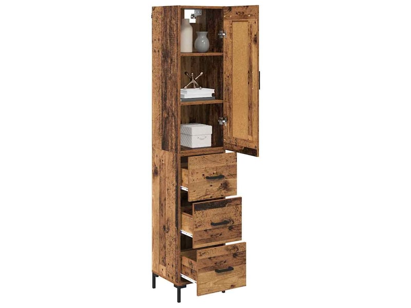  Haut armoire, armoire de rangement bois ancien 34,5x34x180 cm bois d'ingénierie shl8810  - Conforama C