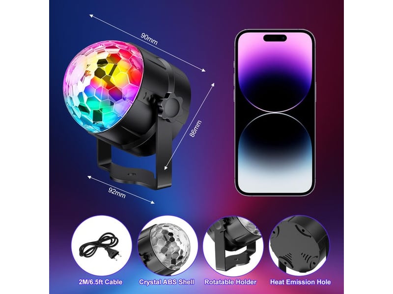  Projecteur led pour fêtes, projecteur de scène rotatif, contrôlé par la musique, livré avec télécommande, idéal pour les fêtes, noir HRC0002503LY - Conforama C