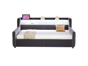 Lit simple 90x200 cm coloris gris