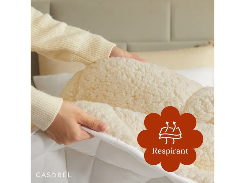  Casabel couette polaire hiver ultra chaude 600gm², réversible, douce et moelleuse, 2 personnes, 240x260cm, taupe  - Conforama C