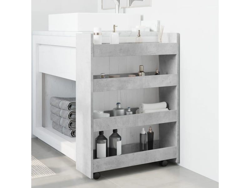  Chariot de rangement étroit pour bureau 4 niveaux gris béton  - Conforama C