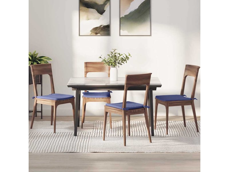  Lot de 4 coussins de siège, coussins décoratifs tissu bleu denim 40 x 40 x 3 cm cf59957  - Conforama B