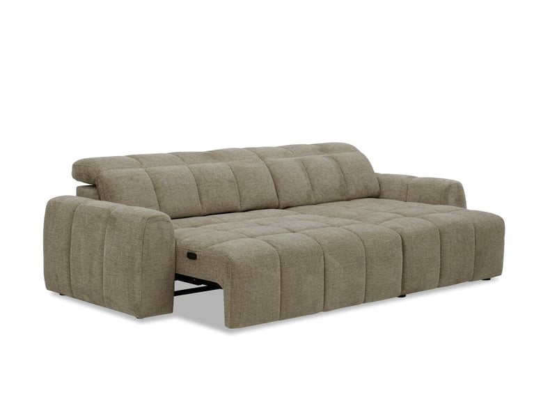  Canapé d'angle relax électrique en velours chiné taupe dania -angle droit KF8665B-3M-TAU - Conforama C