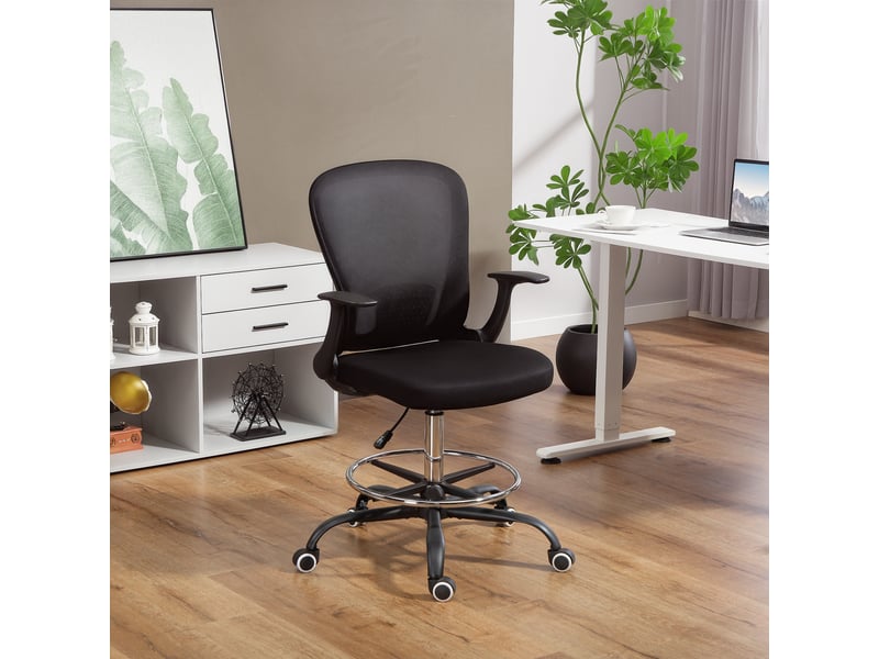  Chaise de bureau réglable en hauteur avec repose-pieds et soutien lombaire ajustables, 62 x 59 x 119 cm, noire  - Conforama D
