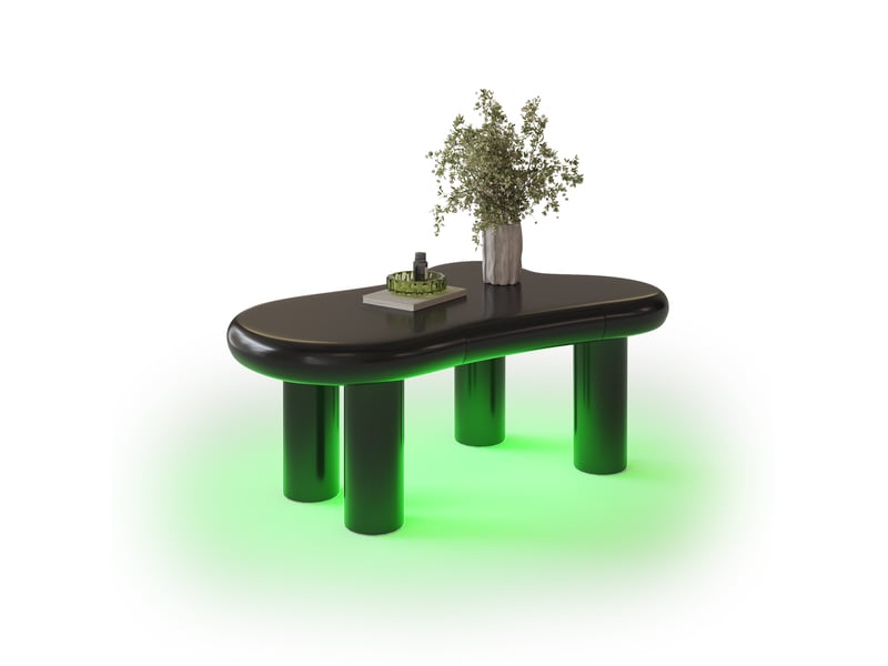  Table basse 98x65,5x40 cm design nuage avec tiroir, éclairage led 16 couleurs, contemporain, pour le salon, mdf, noir  - Conforama A