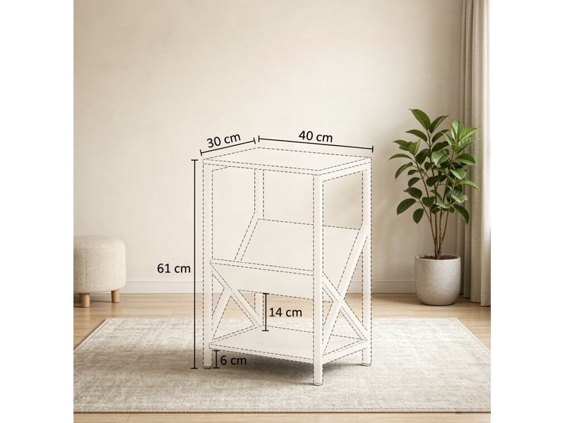  Table d’appoint étroite industrielle – 3 niveaux de rangement – gris foncé et acier noir – 40 x 30 x 61 cm  - Conforama D