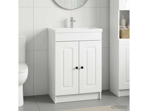 Armoire sous évier de salle de bain, meuble de rangement blanc brillant shl6350