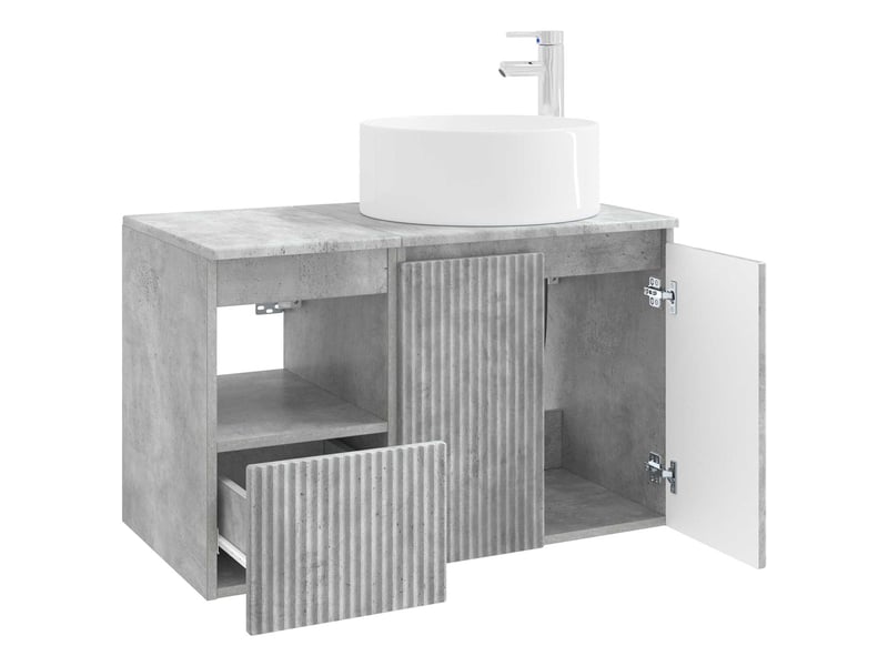 Ensemble de mobilier de salle de bain 2 pc gris béton cf64157 - Conforama D