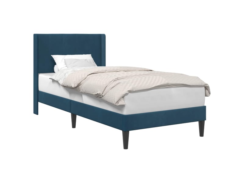  Lit simple- lit adulte -  cadre de lit avec tête de lit bleu 100 x 200 cm velours  - Conforama A