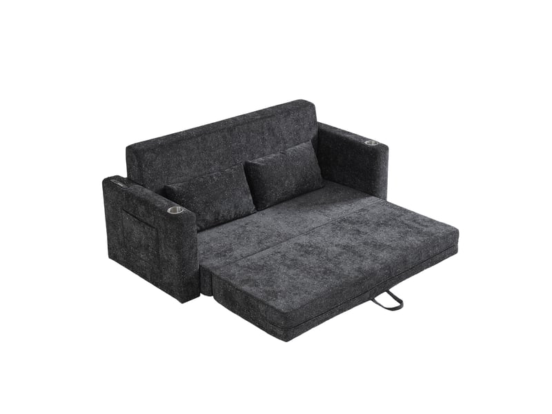 Canapé convertible, canapé-lit, 2 places, en tissu chenille, 2 en 1, usb, pour salon et séjour, adapté à l'espace de vie - Conforama B