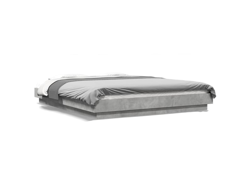 Lit double- lit adulte - cadre de lit et lumières led sans matelas gris béton 150x200 cm - Conforama A