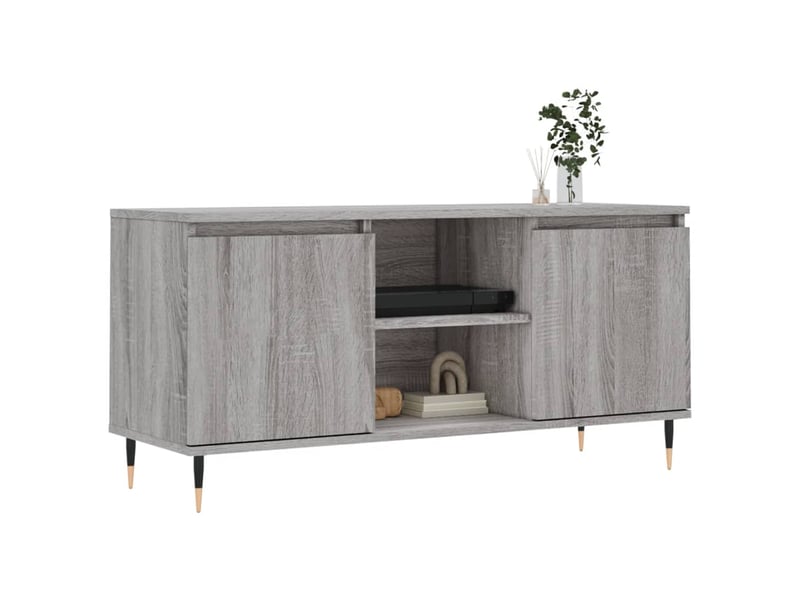  Meuble tv - banc tv - meuble de rangement sonoma gris 104x35x50 cm bois d'ingénierie  - Conforama C