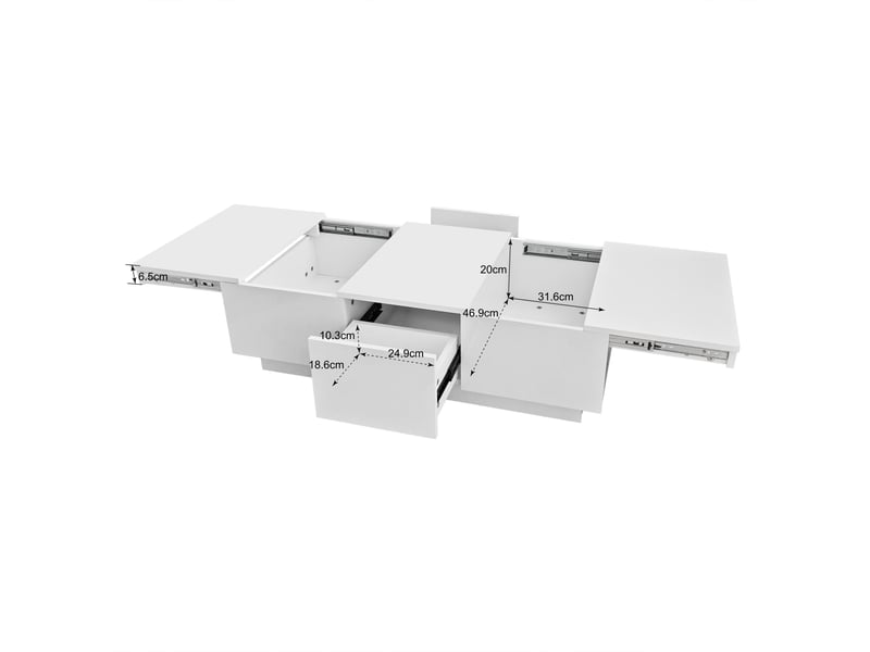  Table basse avec 2 tiroirs et rangements cachés pour salon 100×50×31 cm en panneaux de particules blanc  - Conforama E