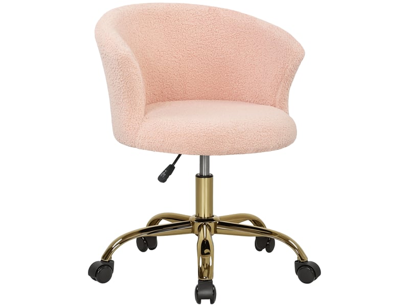  Fauteuil de bureau ergonomique, chaise bureau, polyester, 58x56x76cm, rose  - Conforama A