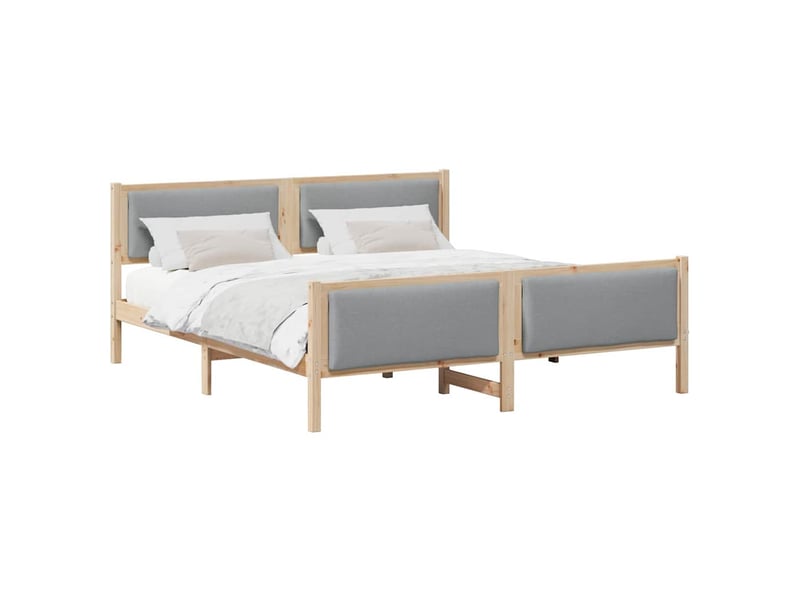 Lit double- lit adulte - cadre de lit avec tête de lit gris clair 200 x 200 cm tissu - Conforama B