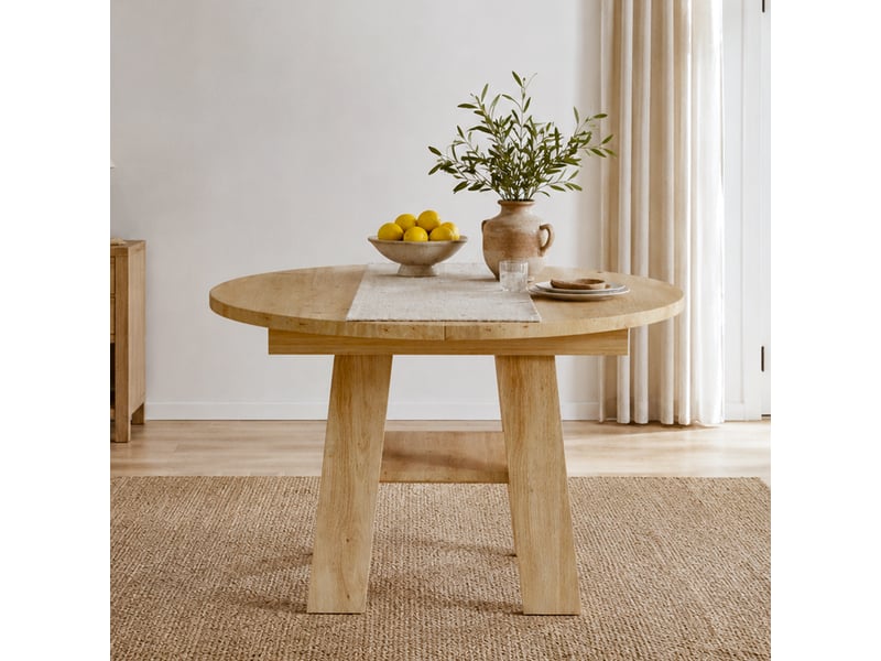  Table à manger extensible ronde ø110–150 cm, 4–6 personnes, rangement intégré, mdf, chêne Jamama eleni - Conforama D