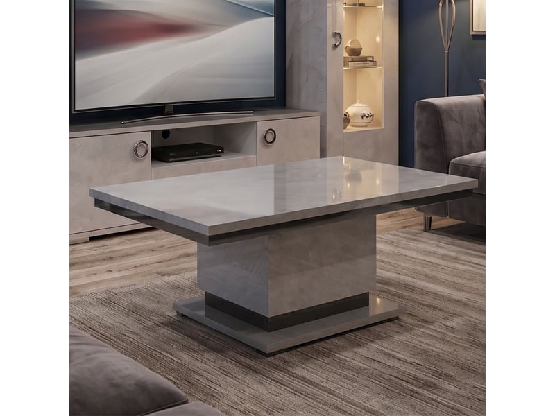  Table basse pied central aspect ciment et anthracite - libeccio LIBECCIO - Conforama B