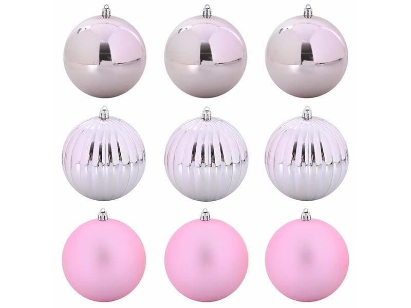  Ensemble de boules de noël xl 9 pcs rose ø 15 cm plastique  - Conforama A