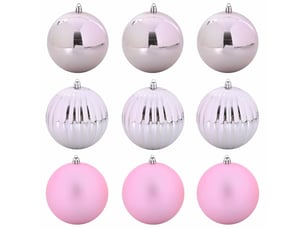 Ensemble de boules de noël xl 9 pcs rose ø 15 cm plastique