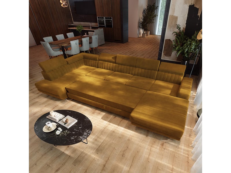  Canapé d'angle gaian, velours jaune  - Conforama D