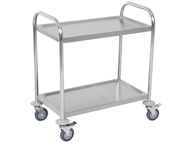 Chariot de service desserte de cuisine à roulettes 2 étagères 80l x 45l x 82h cm inox acier. Chromé - Conforama B