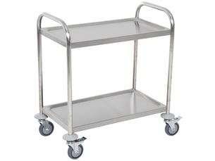 Chariot de service desserte de cuisine à roulettes 2 étagères 80l x 45l x 82h cm inox acier. Chromé