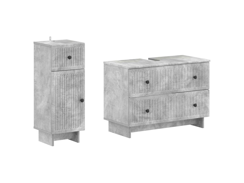  Ensemble de 2 meubles de salle de bain ede gris béton cf63145  - Conforama A