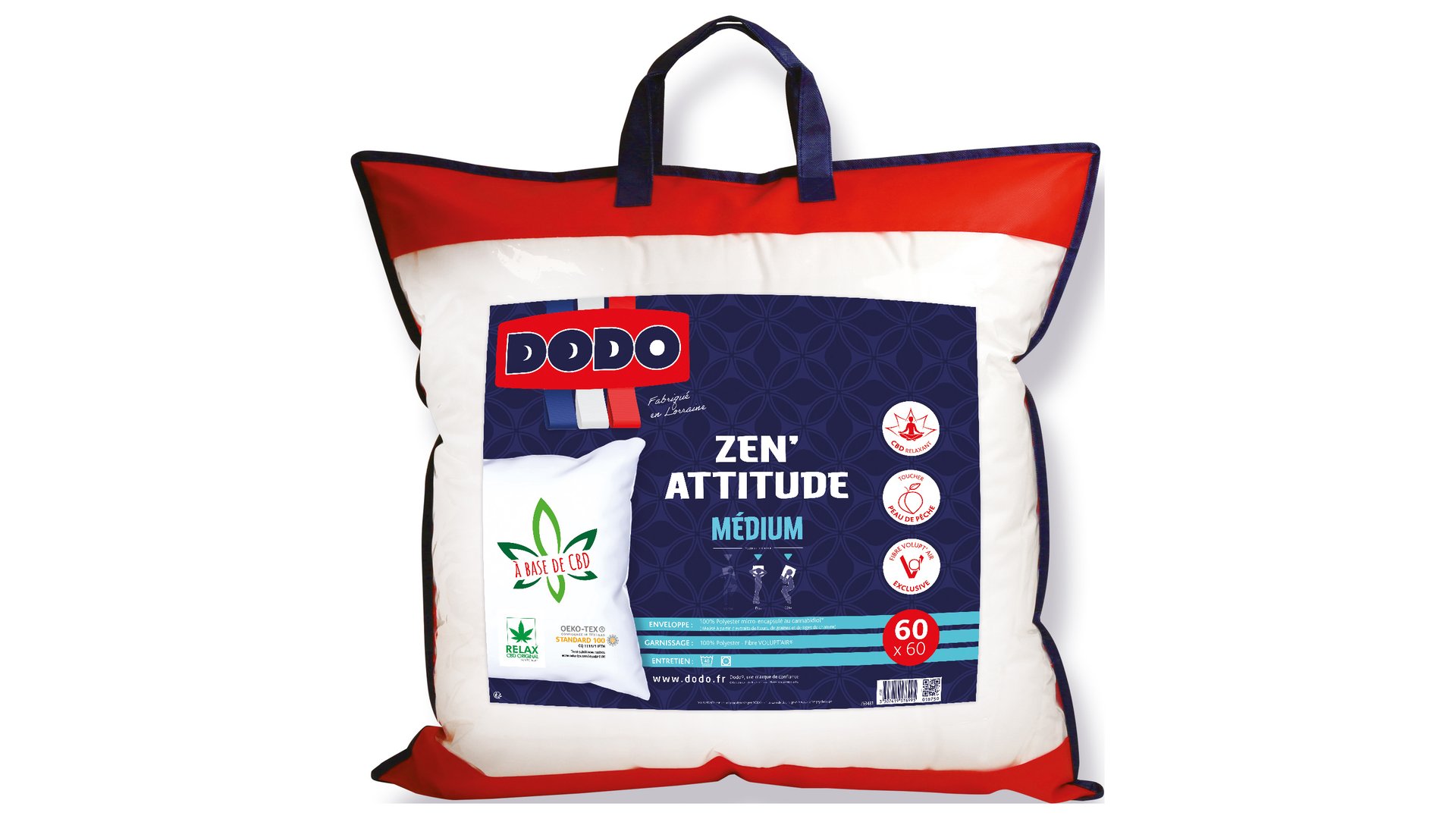 DODO Oreiller 60x60 cm ZEN'ATTITUDE blanc Conforama