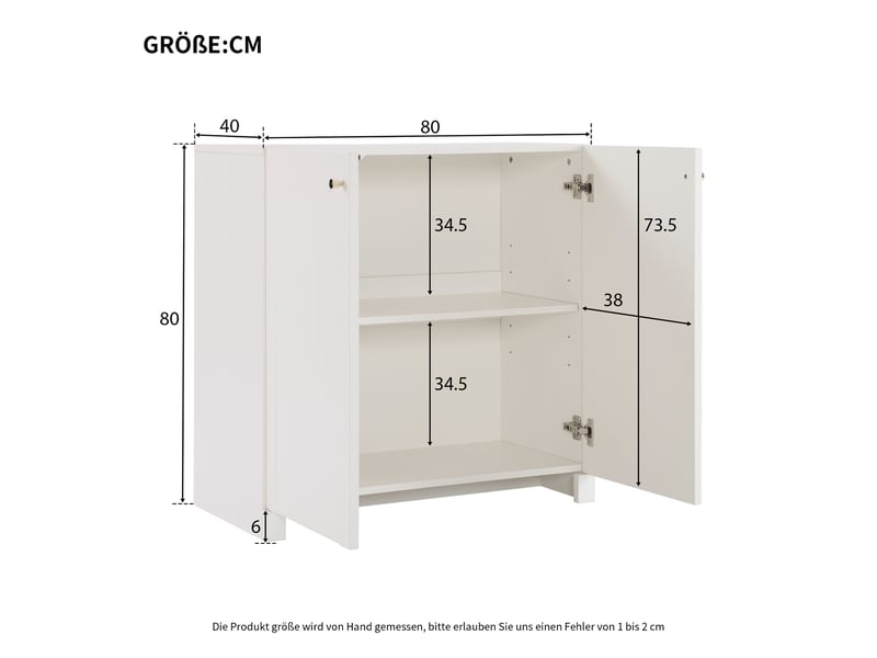 Buffet 80x40x80 cm meuble bas blanc 2 portes pour salon ou chambre - Conforama C