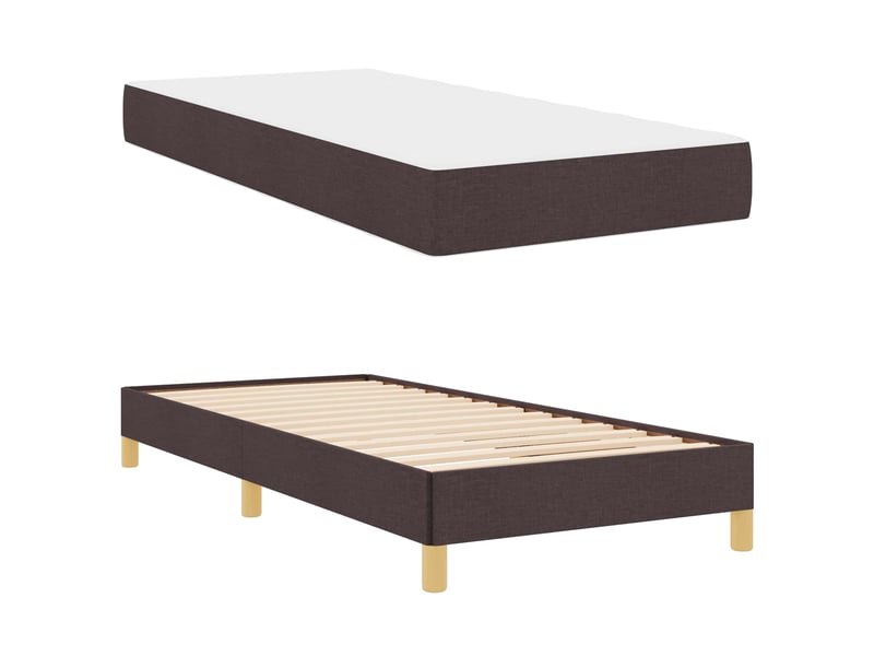  Lit simple- lit adulte -  lit à ressorts avec matelas marron foncé 90 x 190 cm tissu  - Conforama D