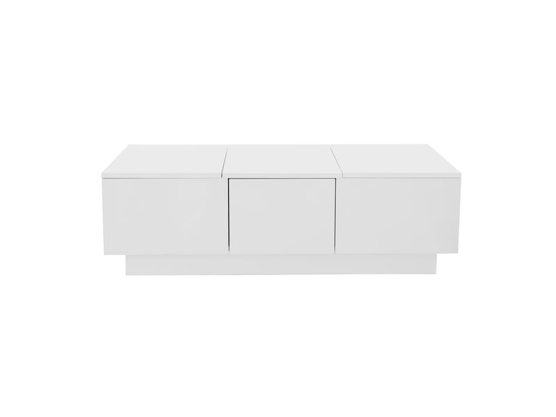  Table basse haute brillance avec rangement push-pull et tiroirs double-face - design moderne pour salon  - Conforama A