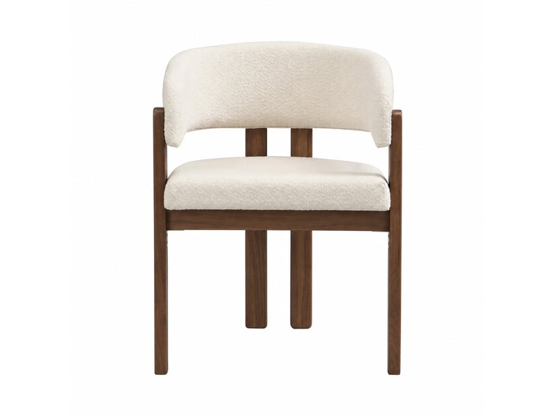  Lot de 2 chaises de salle à manger avec accoudoirs en bouclette beige, coloris noyer  - Conforama D