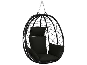 Coussin pour balançoire de chaise d'œuf, coussin d'intérieur et d'extérieur adirondack putten 100 % polyester noir 60 x 145 x 10 cm cf50072