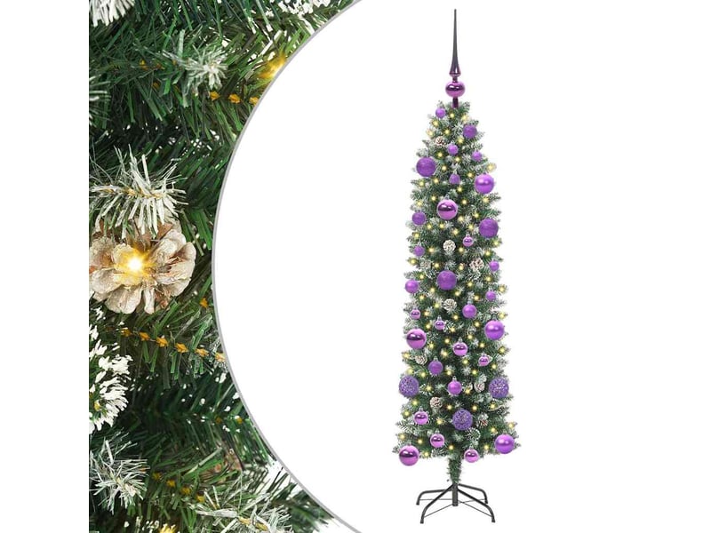  Sapin de noël, arbre de noël artificiel slim vert et blanc 120 cm shl7099  - Conforama A