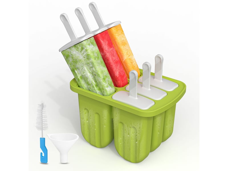 Moules à sucettes glacées, 6 cavités avec bâtons, avec brosse de nettoyage, entonnoir pliable pour enfants, outils de cuisine pour la maison (vert) - Conforama A
