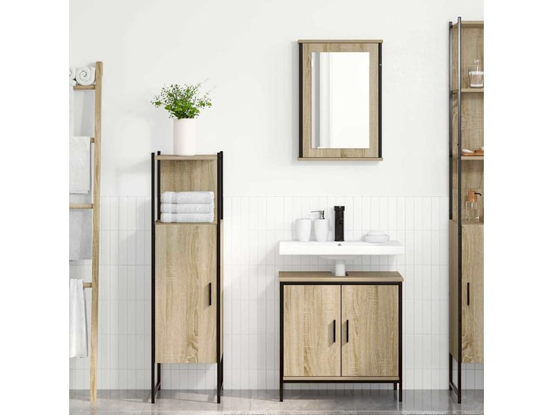  Ensemble de mobilier de salle de bain 3 pc marron cf64402  - Conforama D