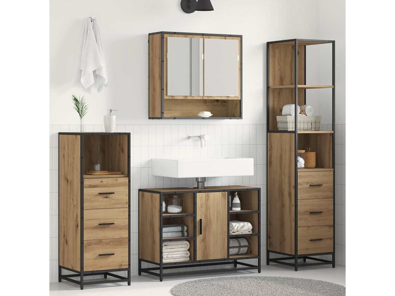  Ensemble de mobilier de salle de bain 3 pc chêne artisanal cf64306  - Conforama B