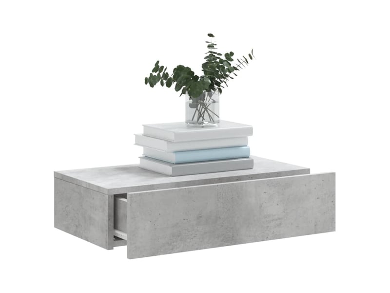 Meuble tv - banc tv - meuble de rangement avec éclairage led gris béton 60x35x15,5 cm - Conforama E