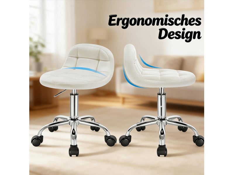  Chaise de bureau pivotante réglable en hauteur 38 x 31 cm – beige crème – velours, mousse et métal  - Conforama E
