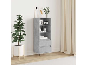 Buffet haut - bahut - meuble de rangement gris béton 40x36x110 cm bois d'ingénierie