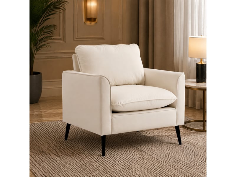  Fauteuil de salon 1 place avec coussins tête et lombaires  - assise rembourrée, simili cuir - blanc  - Conforama C