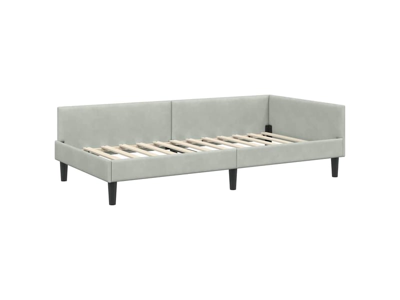  Lit adulte, lit simple, cadre de lit d'angle gris clair 90cmx190cm velours cf7082  - Conforama D