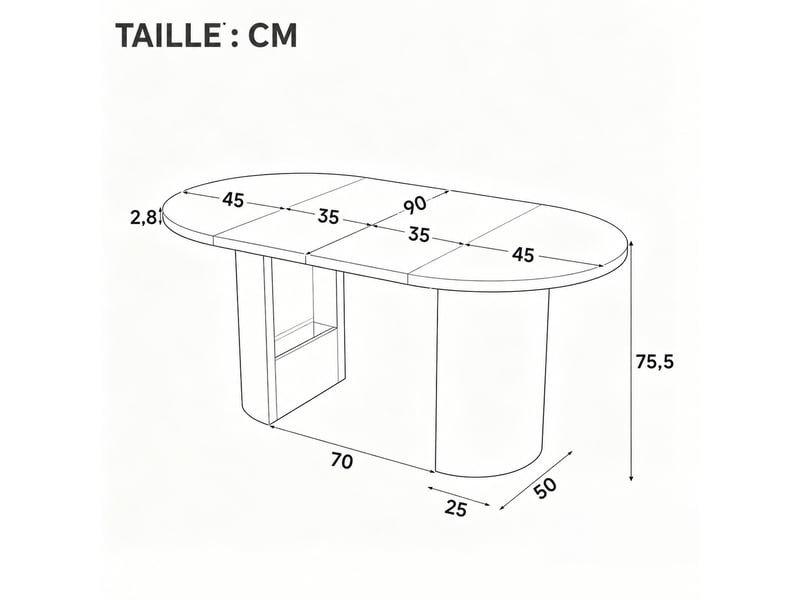  Table à manger extensible 4 à 8 personnes, couleur chêne, 90 à 160 cm  - Conforama C