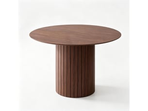 Table de salle à manger ronde pour 4 à 6 personnes piètement cylindrique en bois marron foncé 120 × 120 × 76 cm