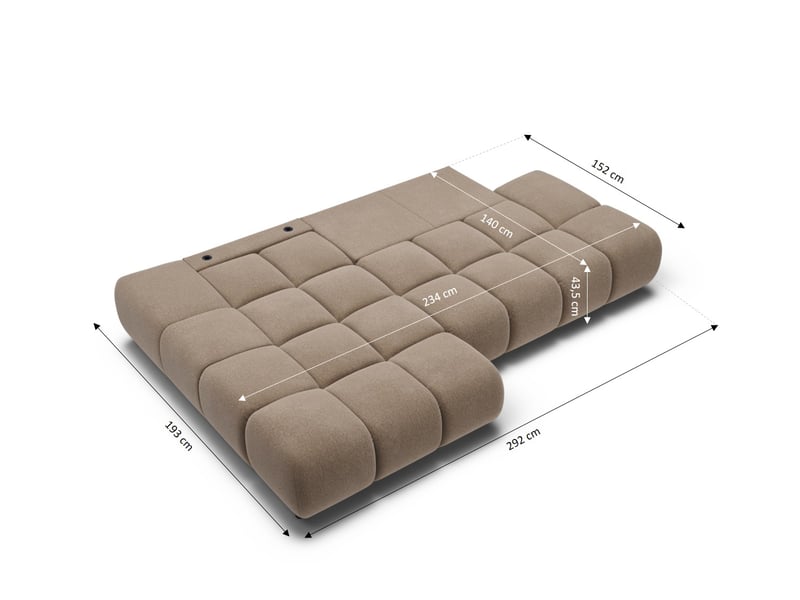 Canapé d'angle gauche convertible almera 4 places tissu taupe - Conforama E