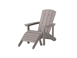 Home deluxe chaise de jardin farea – gris | chaise d'extérieur confortable avec tabouret en plastique hdpe pour terrasse et jardin