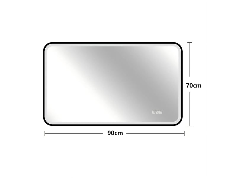  Miroir de salle de bains led 70x90 cm anti-buée à intensité réglable métal noir  - Conforama C