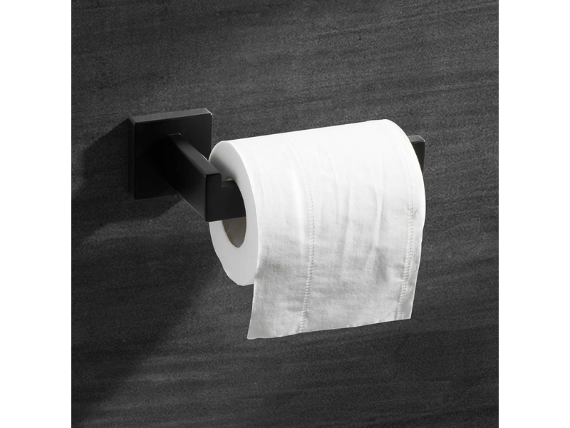  Porte-papier toilette noir, porte-rouleau en acier inoxydable pour salle de bain et cuisine (carré)  - Conforama B