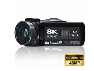 Caméscope numérique 8k ultra hd 48mp – caméra vidéo de vlog avec vision nocturne infrarouge, écran tactile rotatif 3,0, wifi et télécommande 2.4g – noir