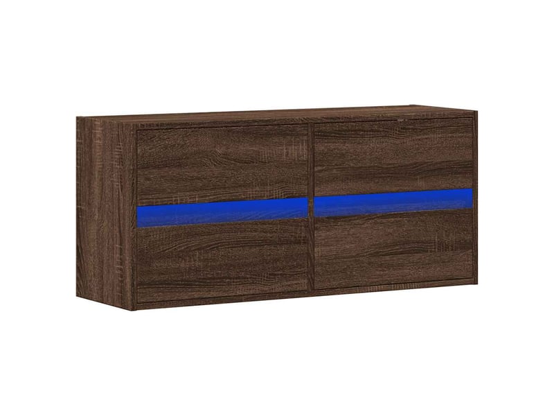  Meuble tv - banc tv - meuble de rangement mural avec lumières led chêne marron 100x31x45 cm  - Conforama C